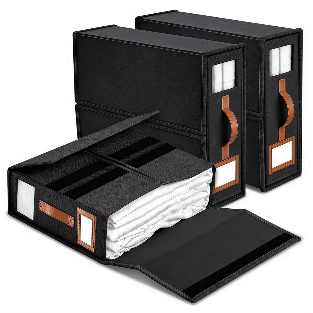 Linen Bed Sheet Organiser Box, 3 Stück Bettwäsche Aufbewahrung, 38x32x11,5 cm, Faltbare Unterbettkom