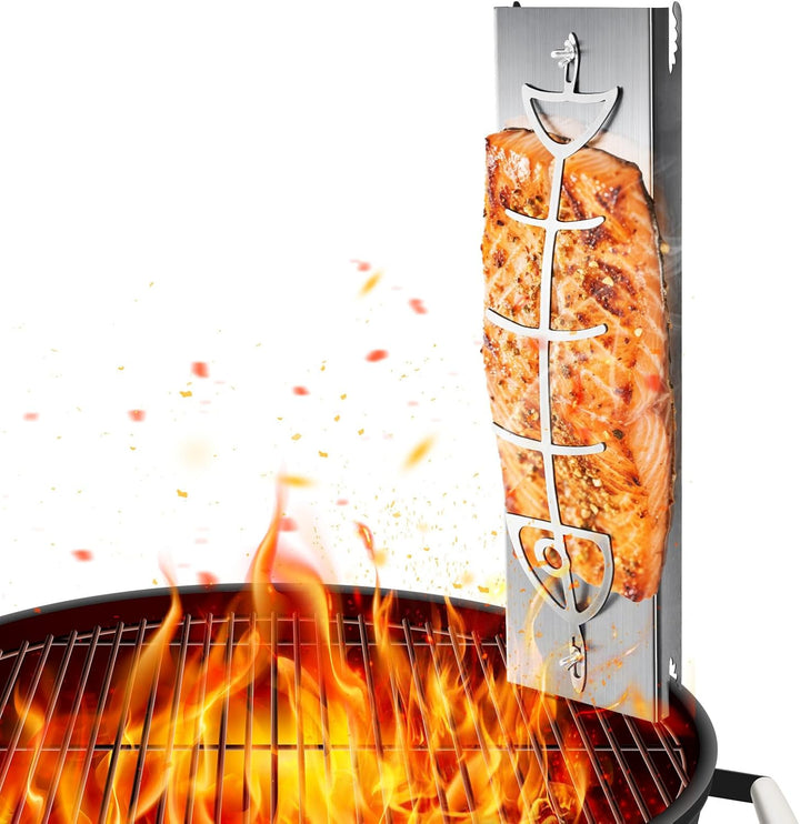 Flammlachsbrett Lachsbrett aus Edelstahl für Feuerschale und Kugelgrill Grill Feuerstelle Feuerschal