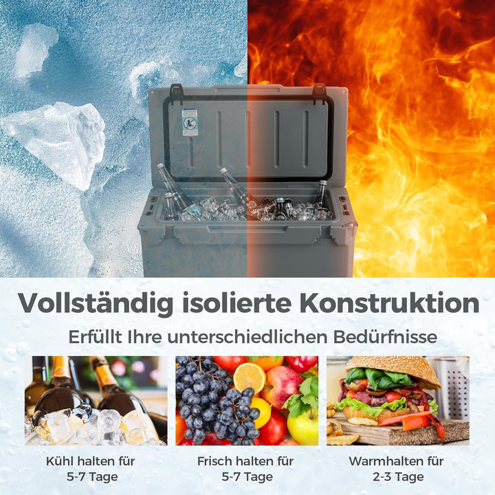 COSTWAY 47L Isolierbox Kühlbox tragbar, Wärmebehälter mit Flaschenöffner und Abflusssystem, Thermobo
