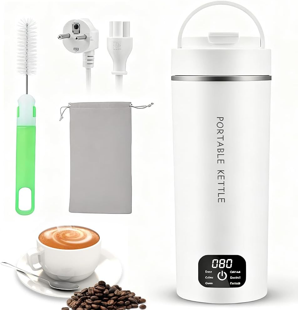 Elektrischer Reisewasserkocher Klein, 500ML Mini Wasserkocher, Kleiner Tragbarer Wasserkocher mit 6