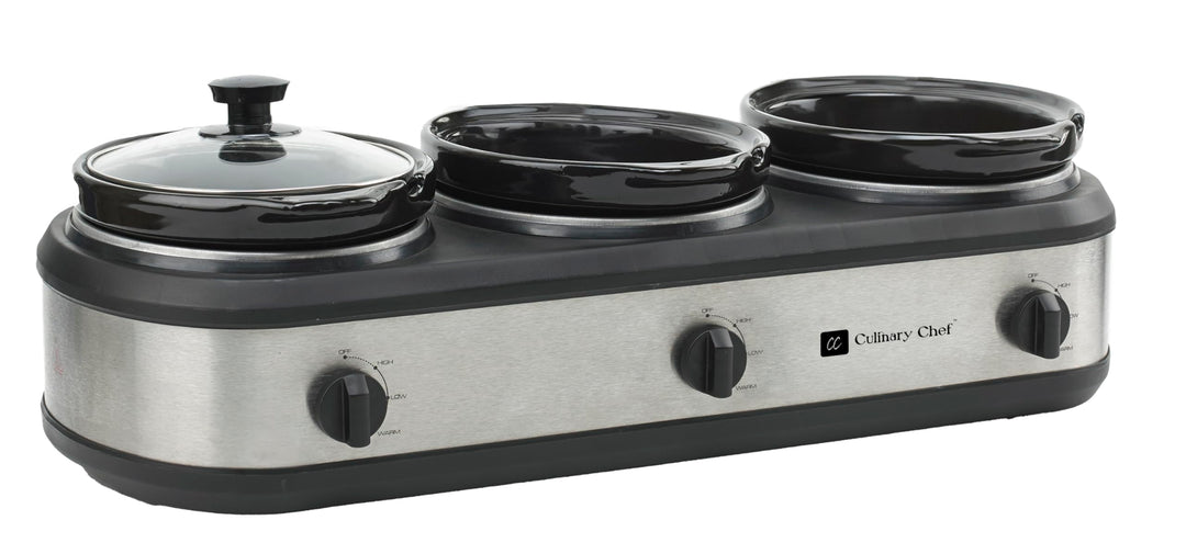 FRIGIDAIRE ESC3105-SS Triple Slow Cooker Buffet-Server, Edelstahl, 3 x 2,5 QT