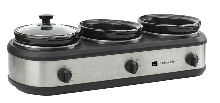 FRIGIDAIRE ESC3105-SS Triple Slow Cooker Buffet-Server, Edelstahl, 3 x 2,5 QT