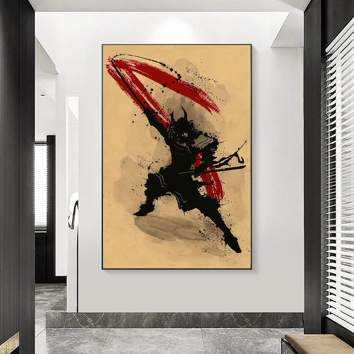 IUNTWEIE Japanische Samurai Leinwand Bilder, Japanische Bushido Poster Wandkunst, Krieger Leinwand M