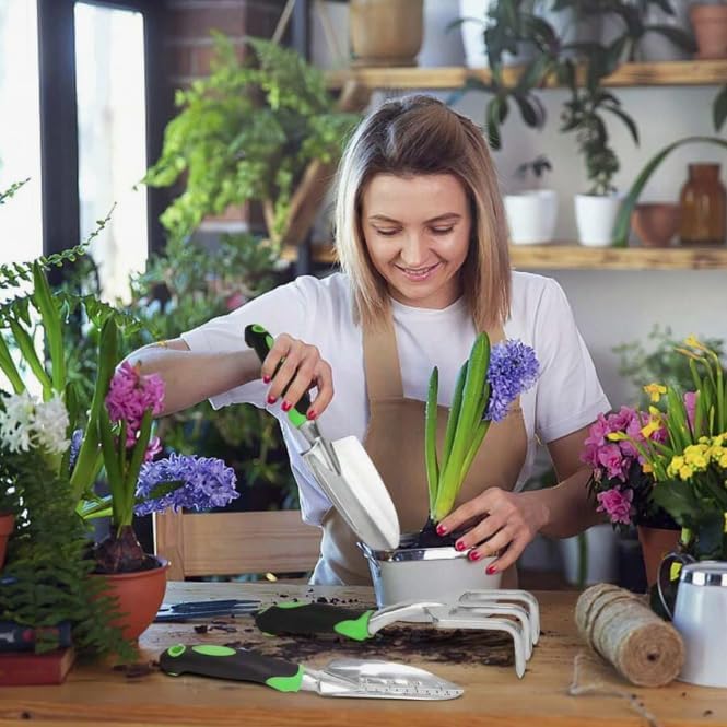 ZOLTA Gartengeräte Set 5-teilig Gartenwerkzeug Set Schaufel Harke Handrechen Unkrautstecher ergonomi