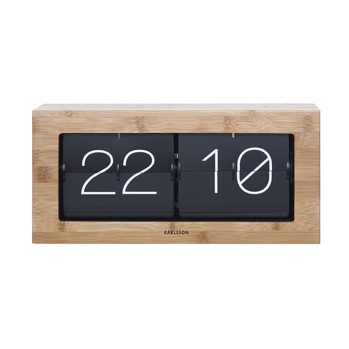 Karlsson KA5642WD Tisch Wanduhr XL Flip Clock Holz 17,5 x 37 x 9 cm Bambusholz 37 x 17,5 x 9 cm Bamb