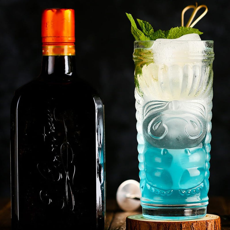 Cabilock Hawaiianische Tiki-Cocktailgläser: 2 Stück Tiki-Becher Glas Exotische Zombie-Cocktails Trop