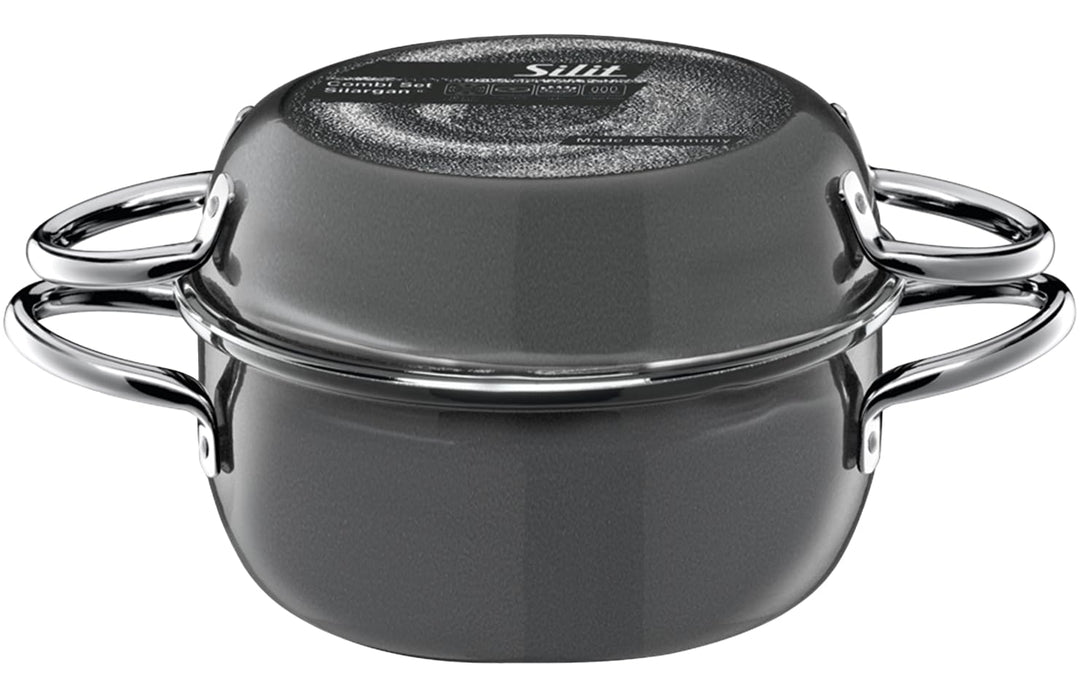 Silit Combi-Set Topf & Pfanne Ø 21cm, anthrazit, Silargan, 2-in-1 Set, ideal für kleine Küchen, Made