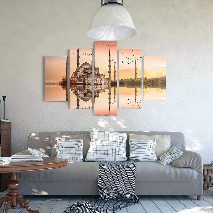 Feeby. Leinwandbild - 5 Teile - Bilder, Wand Bild, Wandbilder, Kunstdruck XXL, 5-Teilig, (BLAUE MOSC