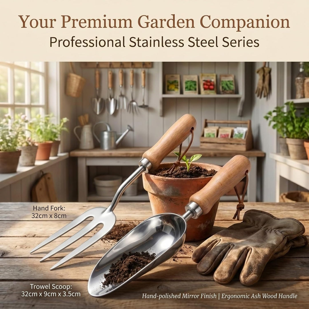2er Gartenwerkzeug-Set Edelstahl Gartenschaufel Klein | Breiter Gartenschaufel (32x8cm), Bodenschauf