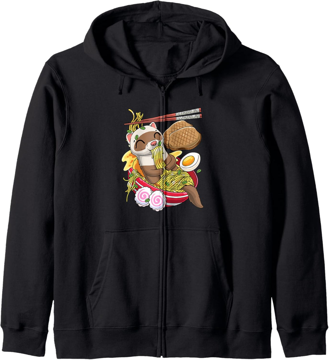 Kawaii Frettchen Ramen Nudeln Japanisches Essen Kapuzenjacke