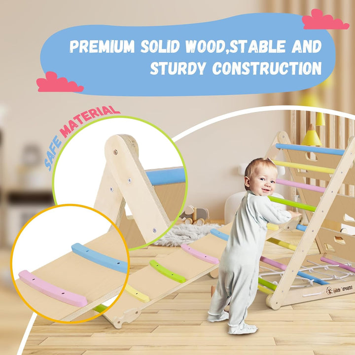 CCLIFE Kletterdreieck mit Rutsche ab 1 Jahr 5 in1 Montessori Klettergerüst Indoor Pikler Dreieck Kin