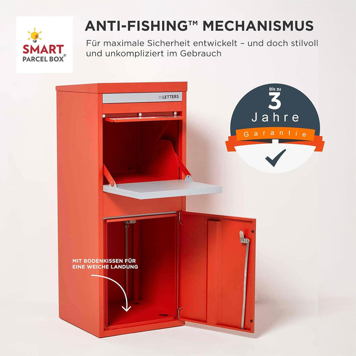 Smart Parcel Box Paketbox L - Briefkasten mit Paketfach wetterfest, rot | Paketbriefkasten, Paketbox