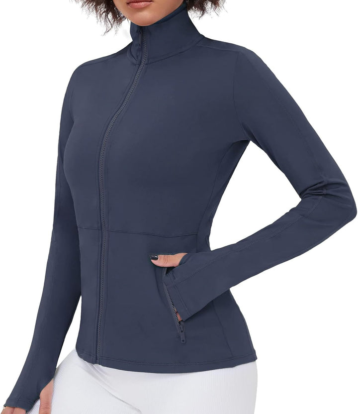 VUTRU Damen Laufjacke Hoher Kragen Leicht Sportjacke Langarm Yoga Shirt Fitness Jacke Atmungsaktive