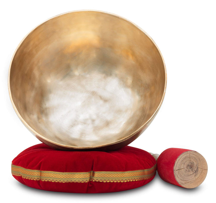 XDrum Therapeutische Klangschale Ton C gross Komplett Set - auf Ton C gestimmt - für Wurzel-Chakra (