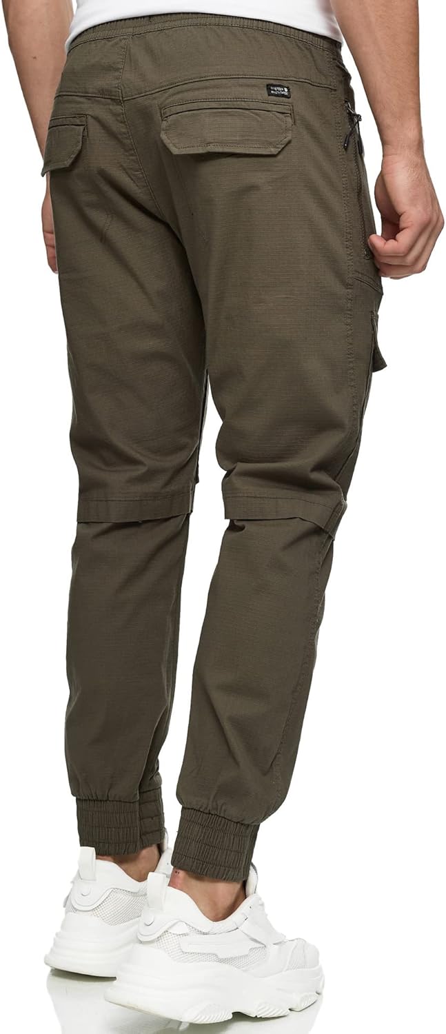 Indicode Herren Dennis Cargohose aus 98% Baumwolle mit 6 Taschen | Cargo Hose für Männer, Army