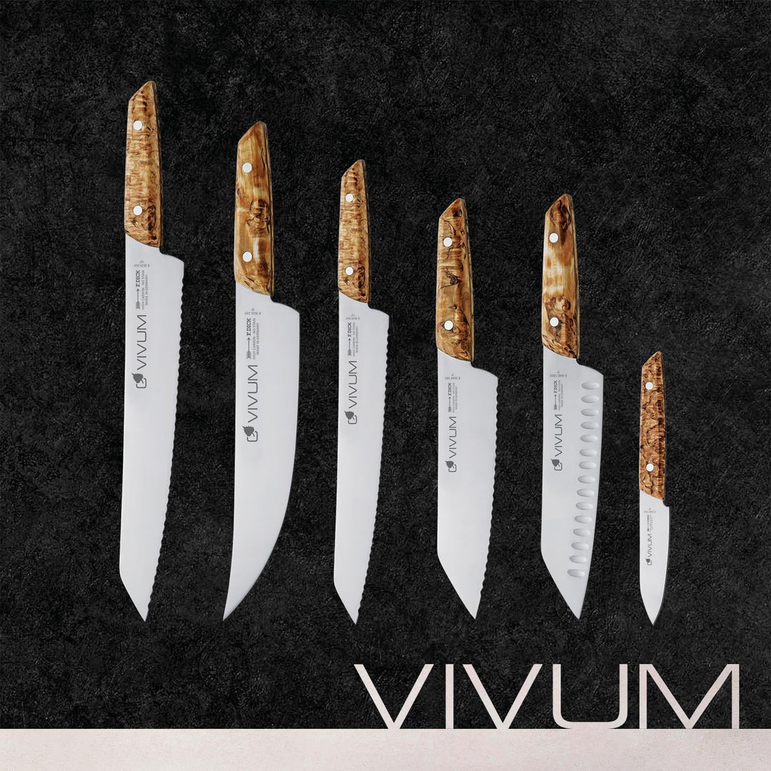 F. DICK Brotmesser VIVUM 26 cm - rostfrei, Klinge extra scharf, Wellenschliff, Sägemesser Birkenholz