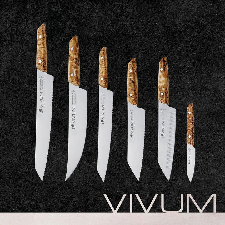 F. DICK Brotmesser VIVUM 26 cm - rostfrei, Klinge extra scharf, Wellenschliff, Sägemesser Birkenholz