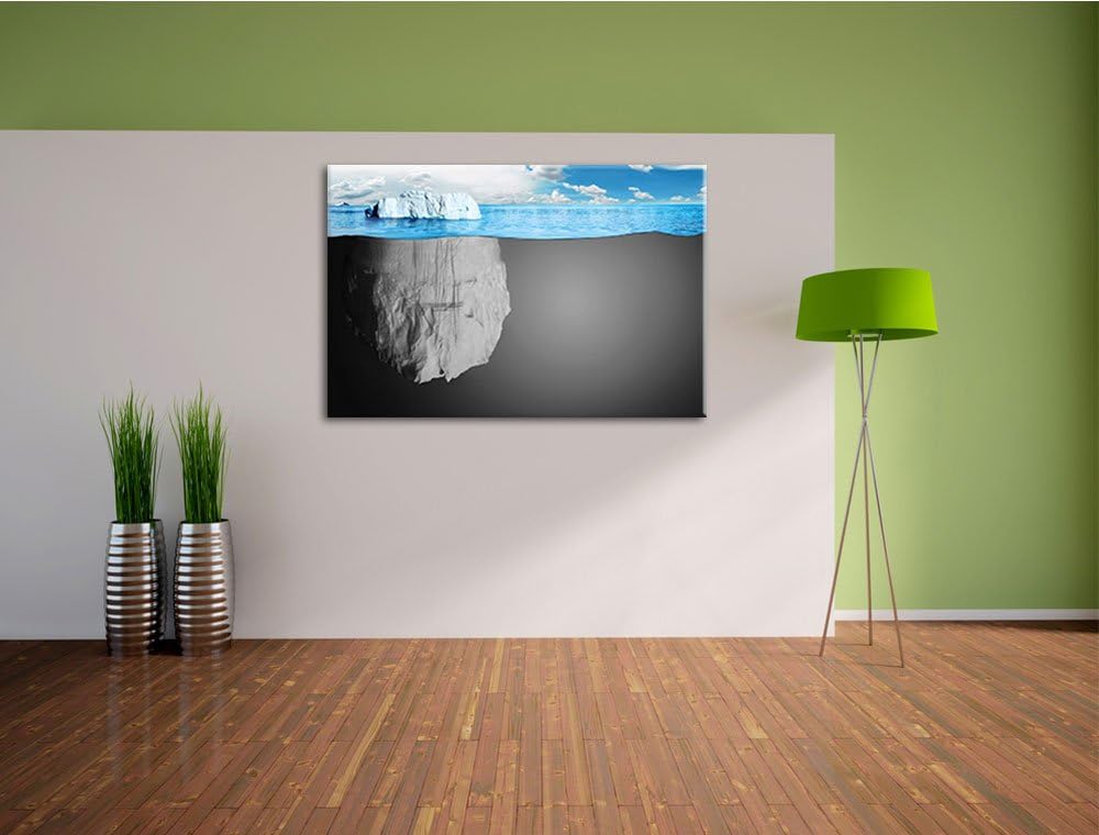 riesiger Eisberg im Wasser Illusion schwarz/weiss Format: 100x70 auf Leinwand, XXL riesige Bilder fe