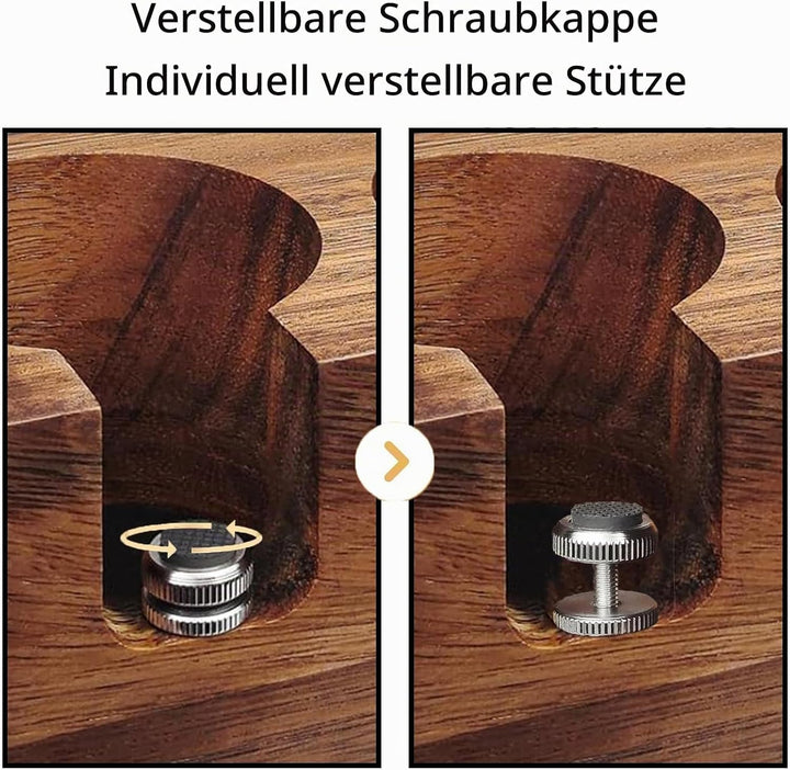 Tamperstation, Espresso Station aus Walnussholz für 58mm Tamper/Distributor und Siebträger, 3in1 Tam