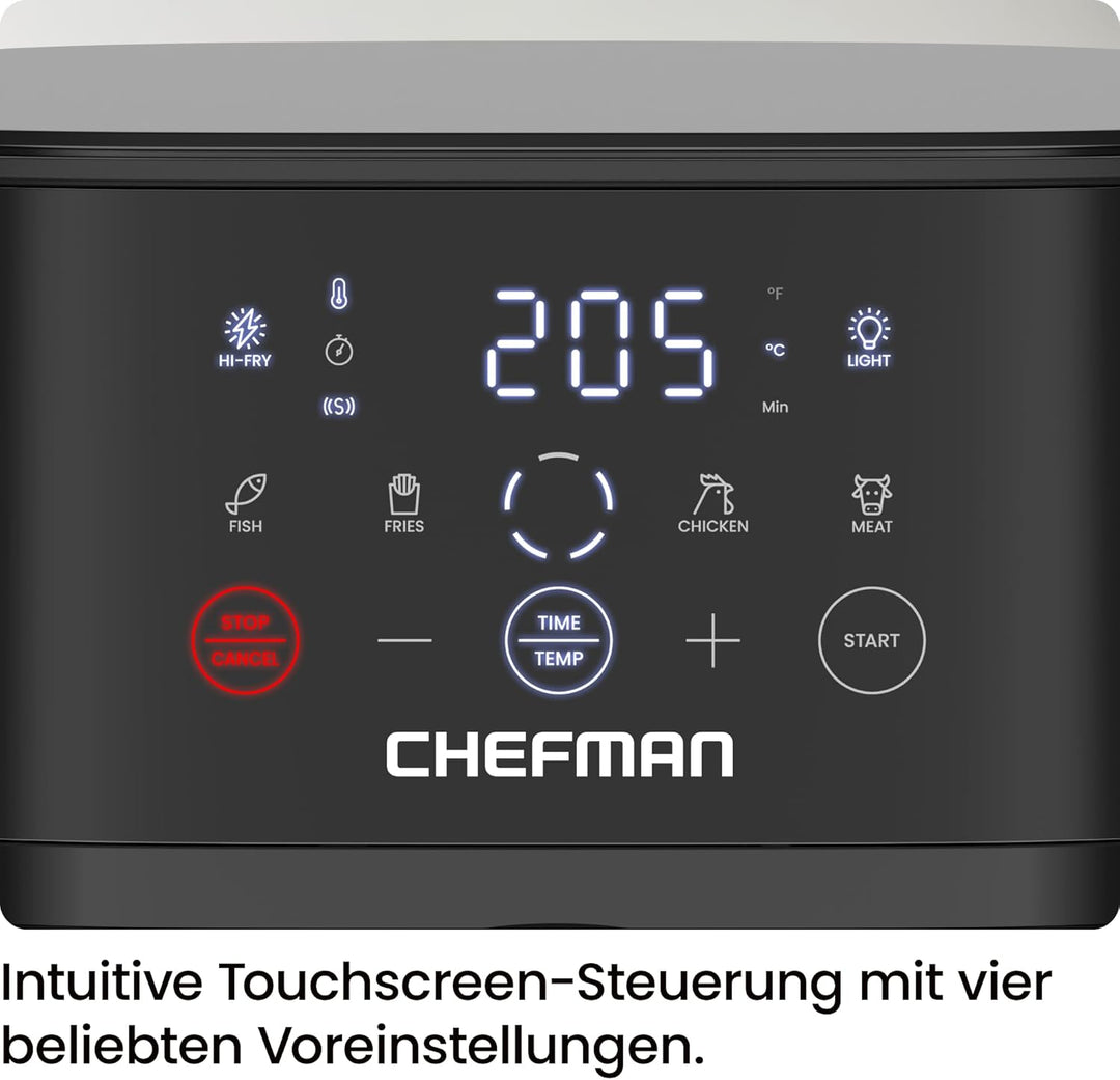 Chefman Heissluftfritteuse - 5,7 L kompakte Heissluftfritteuse, mit Hi-Fry Technologie, Sichtfenster