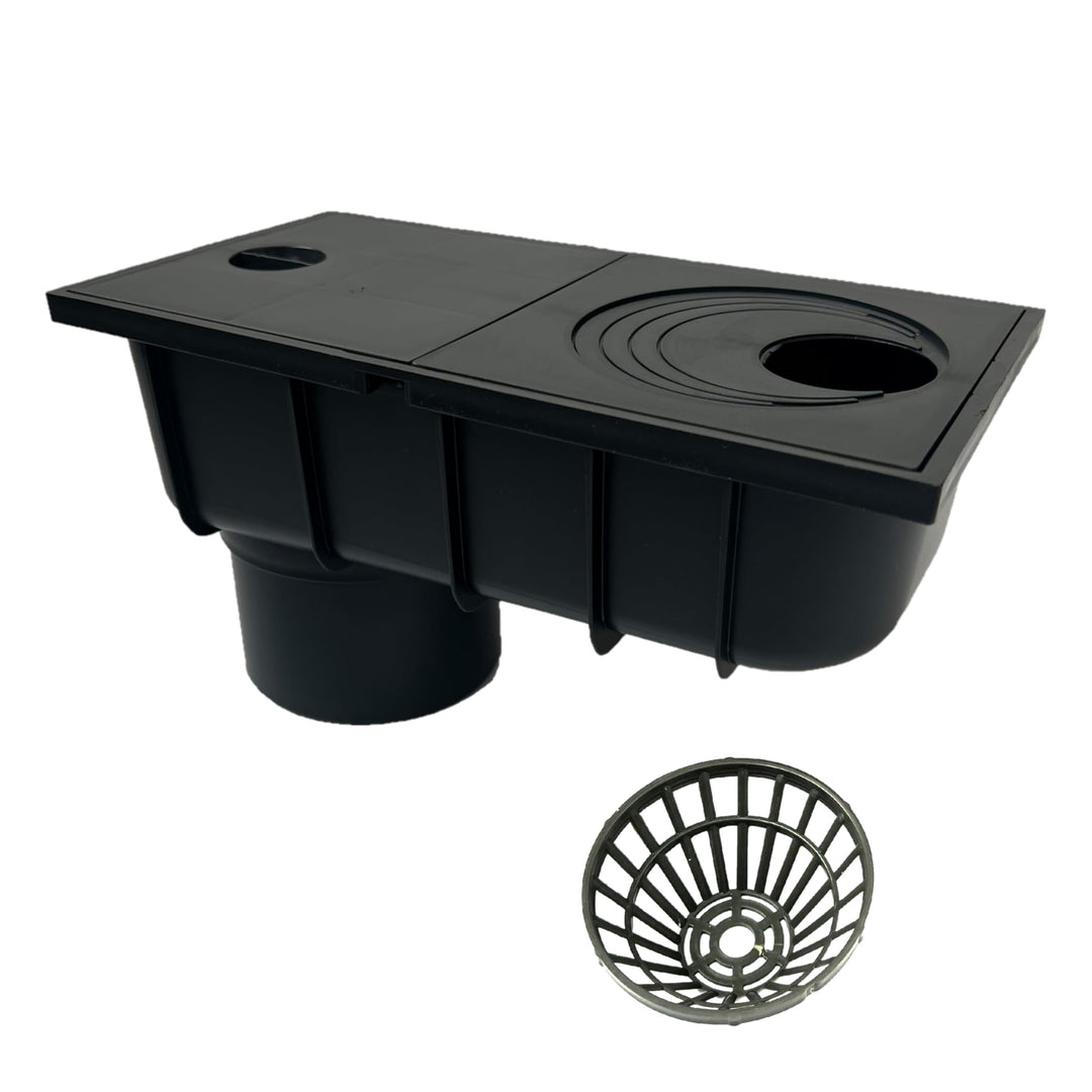 Regenrohrablauf mit Sieb Regensinkkasten von 50mm bis 110mm Regenwasserablauf DN110 Schwarz Dachrinn
