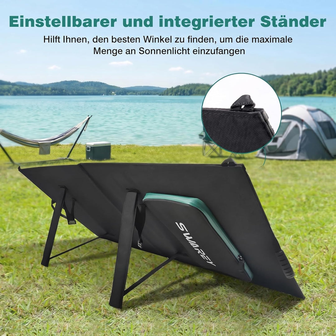 SWAREY Faltbares Solarpanel 100W Monokristallines Solar Ladegerät mit 2 USB-Anschluss, 18V DC Ausgan