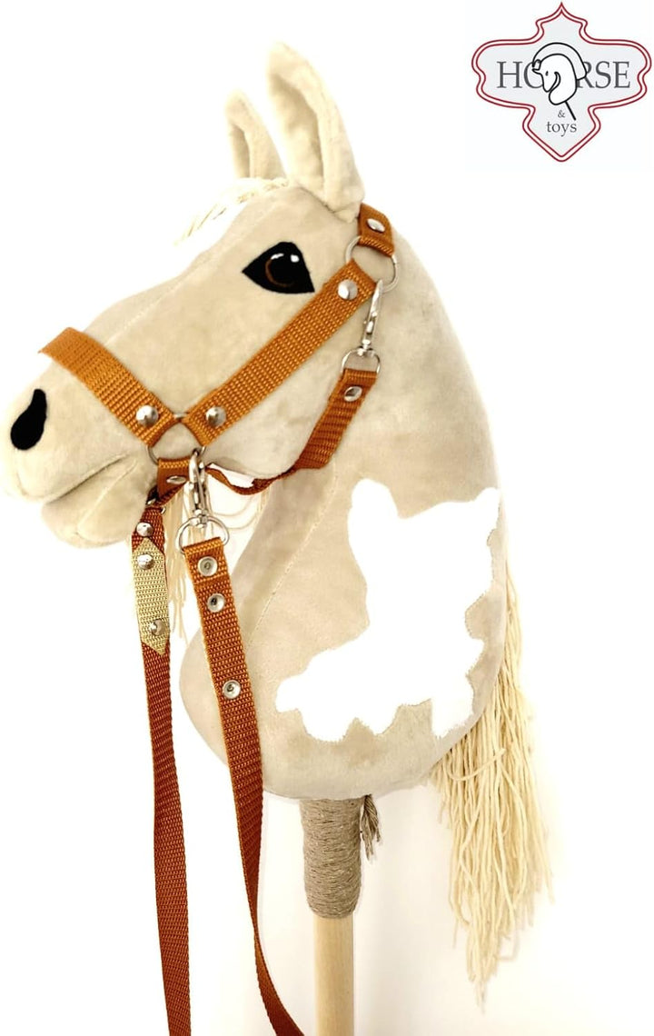 Steckenpferd A4 (Pferd auf einem Stock) Hobby Horse A4 komplett mit Kantar wie auf dem Foto (krem),