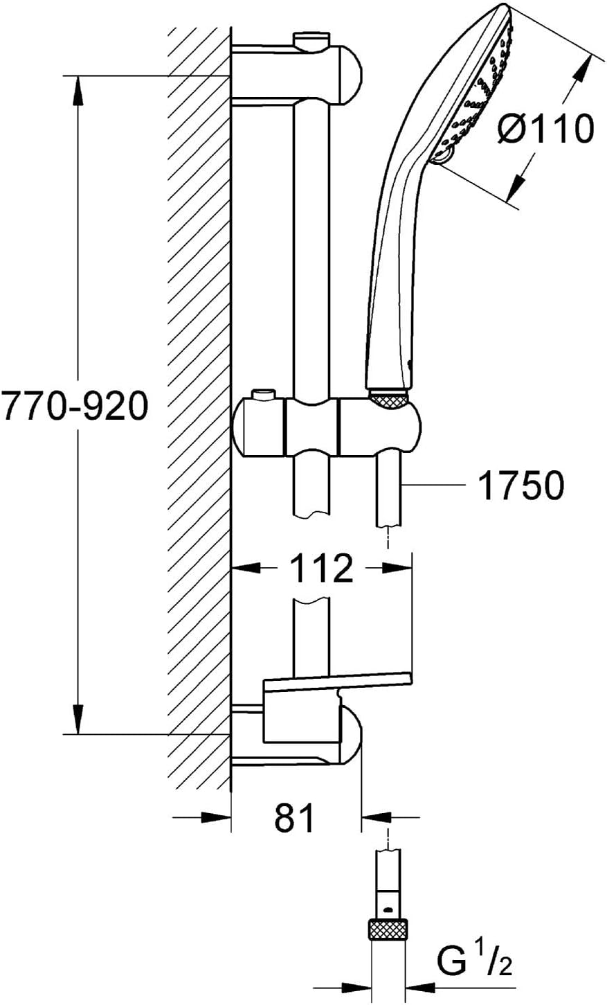 GROHE Euphoria 110 | Brause- und Duschsysteme - Brausestangenset | 900mm, 2 Strahlarten Duo, variabl