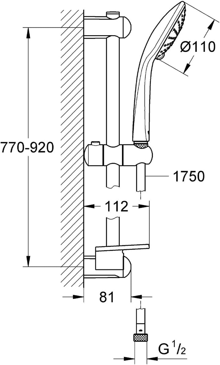 GROHE Euphoria 110 | Brause- und Duschsysteme - Brausestangenset | 900mm, 2 Strahlarten Duo, variabl