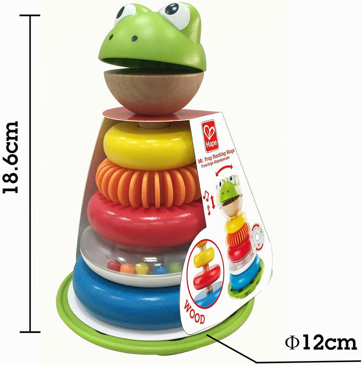 Hape Stapel-Frosch – Stapelspielzeug aus Holz, Farb- und Grössenlernen, Motorikspielzeug für Kleinki