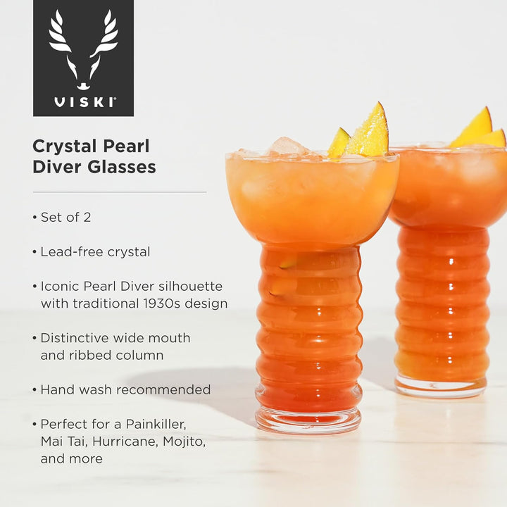 Viski Raye: Pearl Diver Cocktailglas, transparent, 2 Stück, Pearl Diver