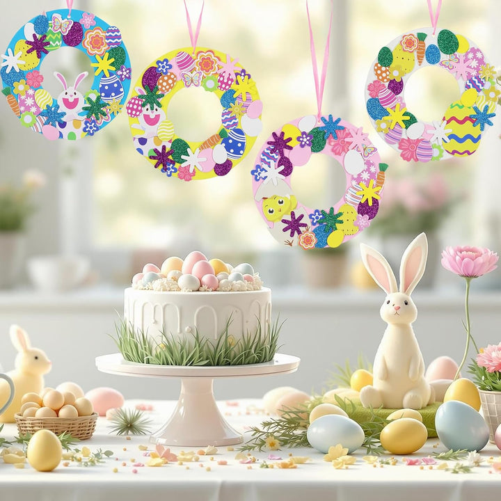8 Stück Ostern Basteln Kinder, Ostern Kränze Bastelset für Kinder, 274 stk Oster Kranz DIY Kits, Ost