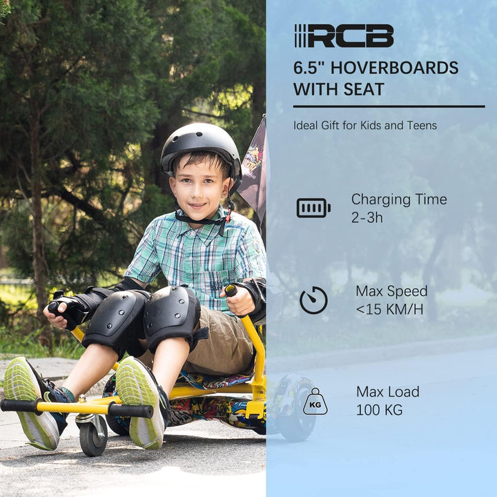 RCB Hoverboards mit Sitz Hoverkart komplett für Kinder, Skateboard mit Set, Hoverboards mit LED Lich
