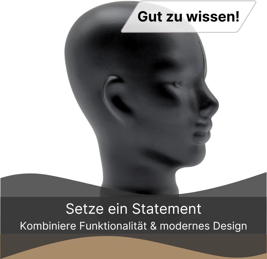Glaskopf Ständer für Kopfhörer, Headset & VR-Brille – Dekorativer Kopf aus Glas – Design Kopfhörerha