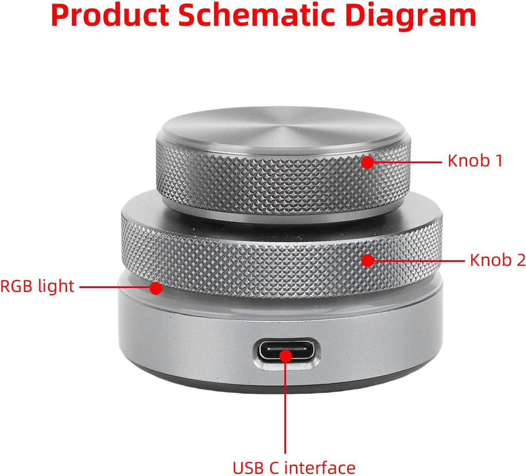 VBESTLIFE Lautstärkeregler mit Multifunktionaler Anpassung, 2,4-G-Bluetooth-USB-C-Kabeloptionen, 360