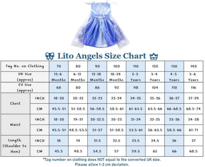 Lito Angels Schneekönigin Elsa Kleid mit Schleppe und Zubehör für Kinder Mädchen Eiskönigin 2 Prinze