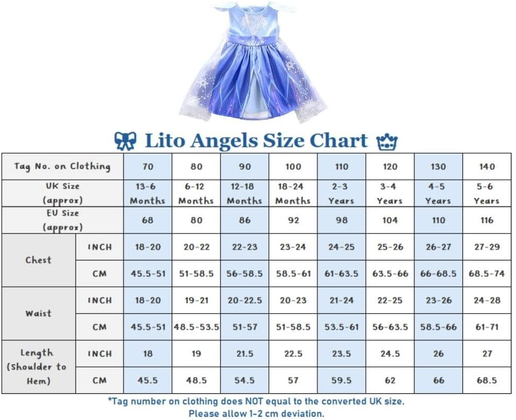 Lito Angels Schneekönigin Elsa Kleid mit Schleppe und Zubehör für Kinder Mädchen Eiskönigin 2 Prinze