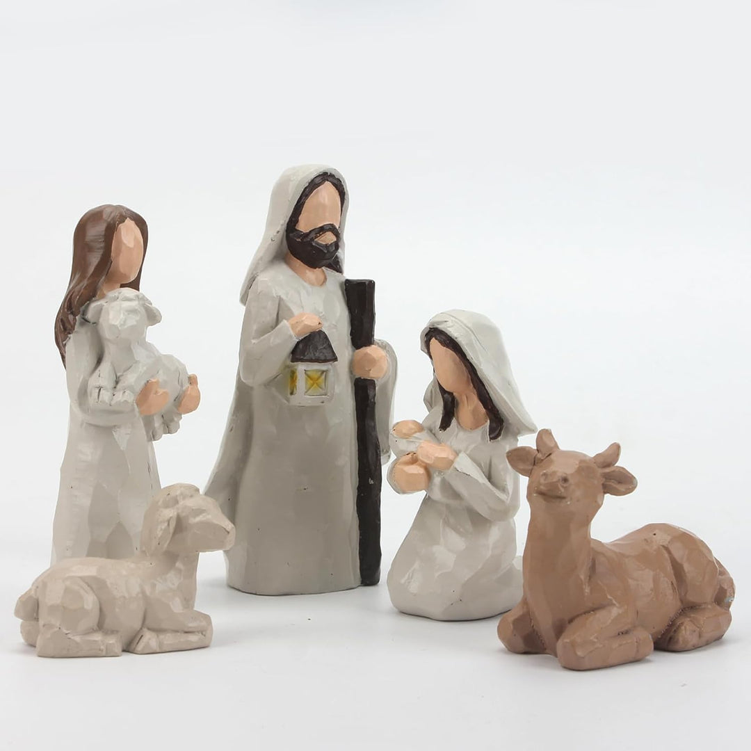 Top-spring Krippenfiguren Set, Weihnachtskrippe mit Beleuchtung, Krippe Weihnachten Komplettset, Kri