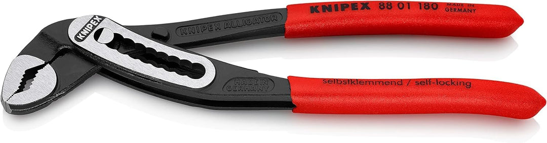 KNIPEX Alligator Wasserpumpenzange mit rutschhemmendem Kunststoff überzogen 180 mm, 88 01 180 atrame