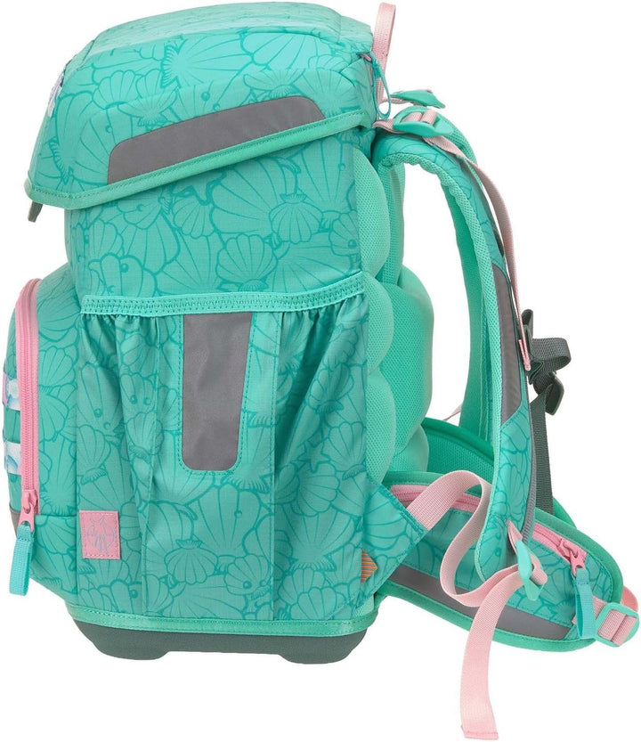 LÄSSIG Schulranzen Regenhülle Light Unique School Set 7-teilig Seashell turqouise türkis