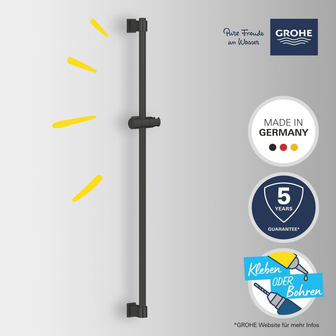 GROHE Vitalio, Duschstange 90cm ohne Bohren (oberes Befestigungselement verstellbar, mit Gleiter & G
