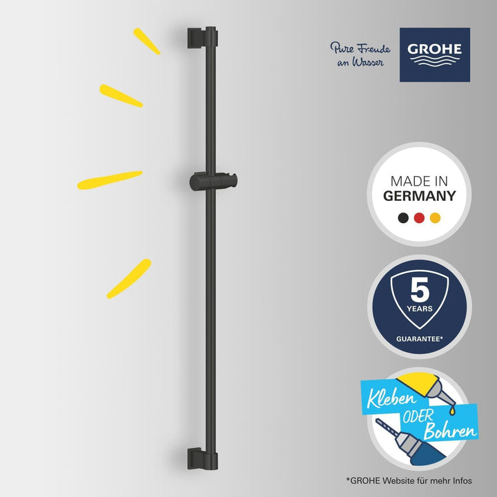 GROHE Vitalio, Duschstange 90cm ohne Bohren (oberes Befestigungselement verstellbar, mit Gleiter & G