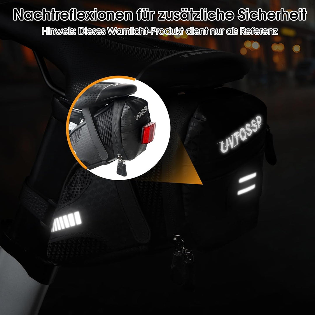 Ultraleichte Fahrrad Satteltasche, Fahrradsitz Tasche Fahrradtasche mit Klettverschluss Befestigungs