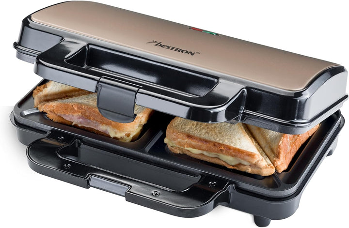 Bestron XL Sandwichmaker, Antihaftbeschichteter Sandwich-Toaster für 2 Sandwiches, inkl. automatisch