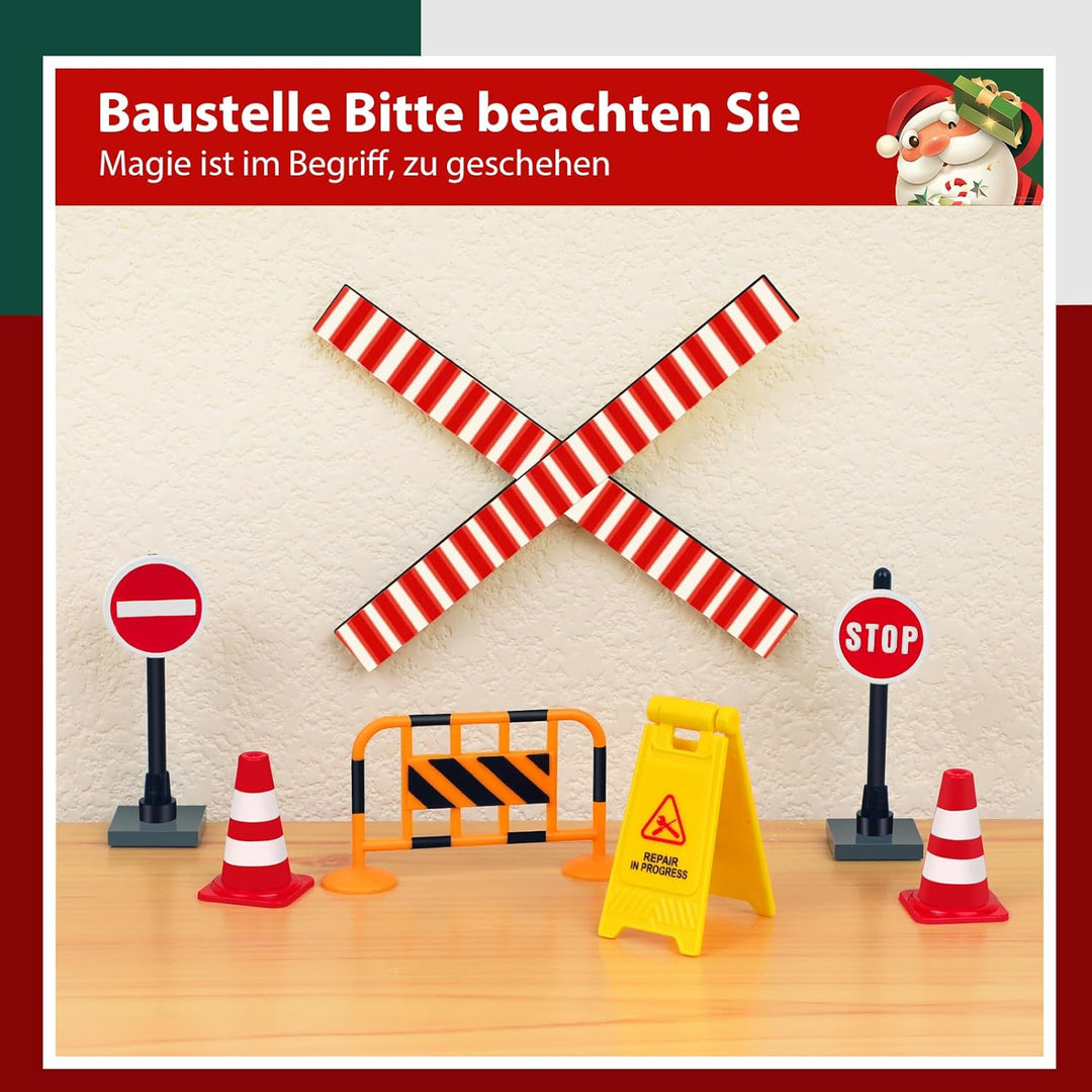 48 PCS Wichteltür Komplettset, Wichteltür Set Zubehör Weihnachten mit Baustelle, Weihnachtswichtel S