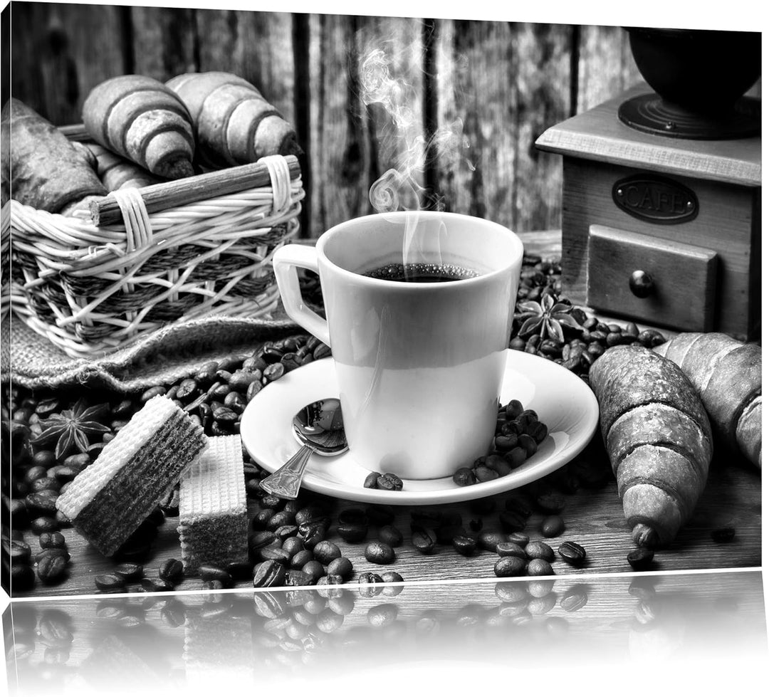 Pixxprint heisser aufgebrühter Kaffee als Leinwandbild/Grösse: 100x70 / Wandbild/Kunstdruck/fertig b