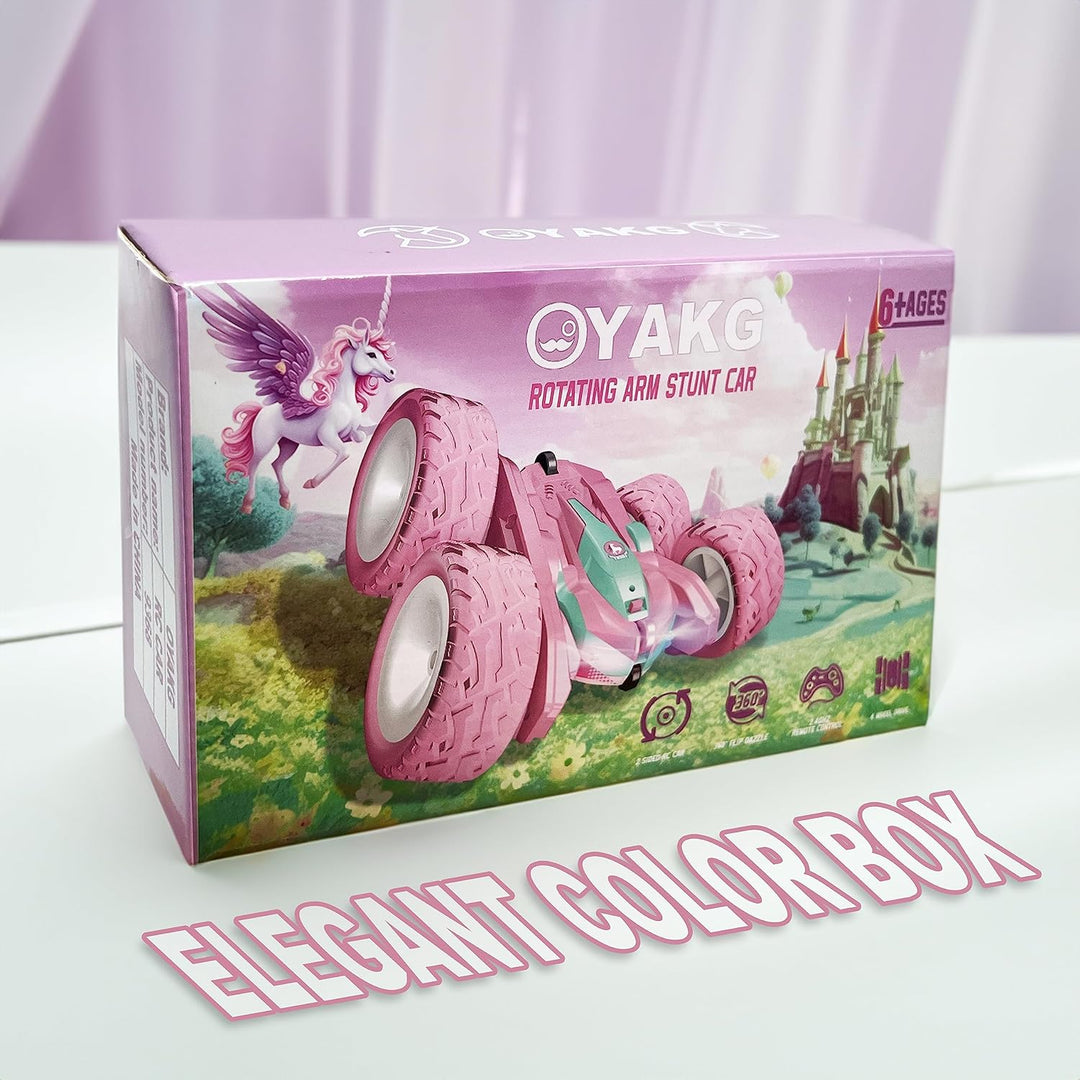 OYAKG Ferngesteuertes Auto ab 3 4 5 6 7 8 9 Jahre,Einhorn LED 4x4 Rosa RC Car 2xAkku 60min Play,Gesc