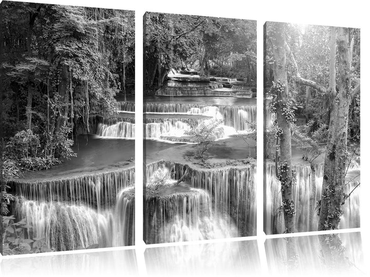 Pixxprint Wasserfall im Regenwald als Leinwandbild/Grösse: 3 Teilig (120x80 cm) cm/Wandbild/Kunstdru