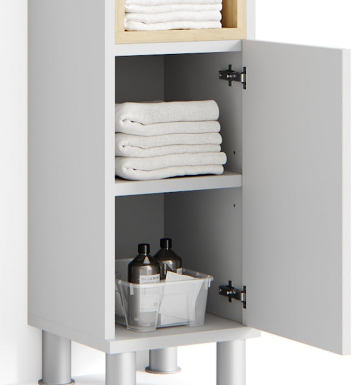 Vicco Midischrank Aquis, Weiss, 30 x 81.8 cm, zur Aufbewahrung im Badezimmer und kombinierbar mit Aq