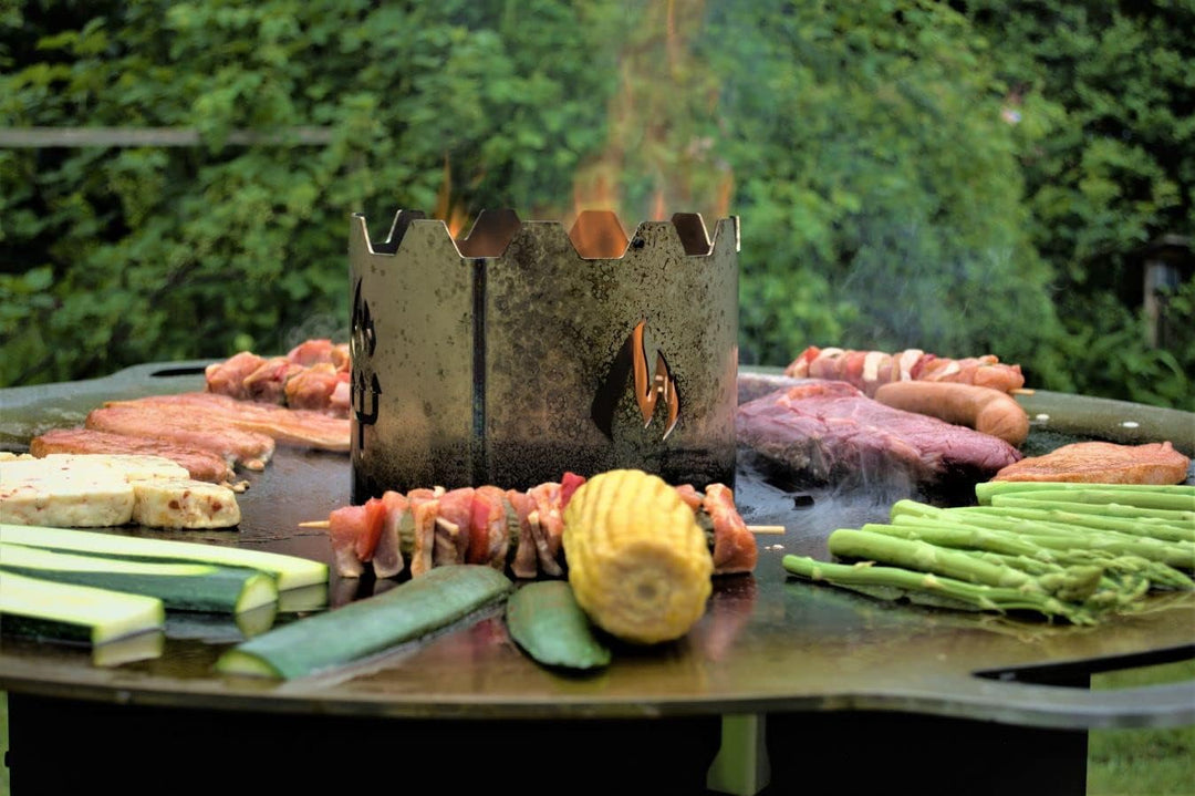 FireDeifi Edelstahl Wokaufsatz | Krone für Grillplatte | Feuerplatte | Plancha mit Lochdurchmesser 2